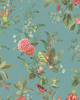 Brewster Home Fashions Floris Woodland Floral Turquoise Wallpaper