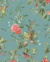 Brewster Home Fashions Floris Turquoise Woodland Floral Wallpaper