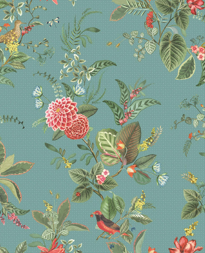 Brewster Home Fashions Floris Woodland Floral Turquoise Wallpaper