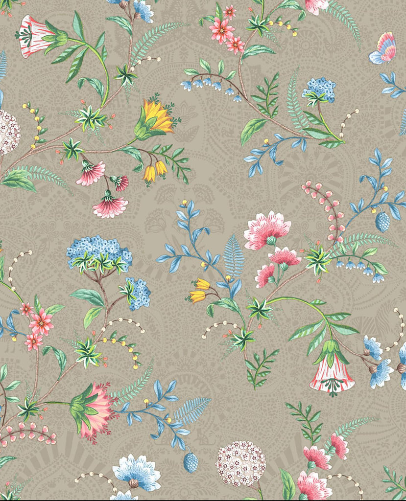 Brewster Home Fashions La Majorelle Khaki Ornate Floral Wallpaper