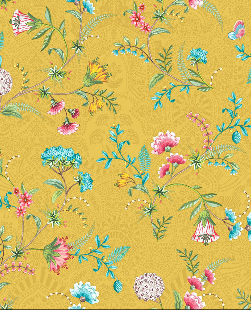Brewster Home Fashions La Majorelle Ornate Floral Yellow Wallpaper