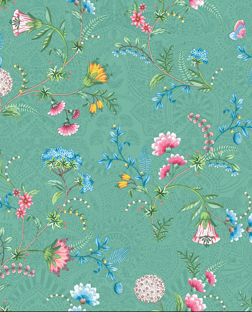 Brewster Home Fashions La Majorelle Ornate Floral Green Wallpaper
