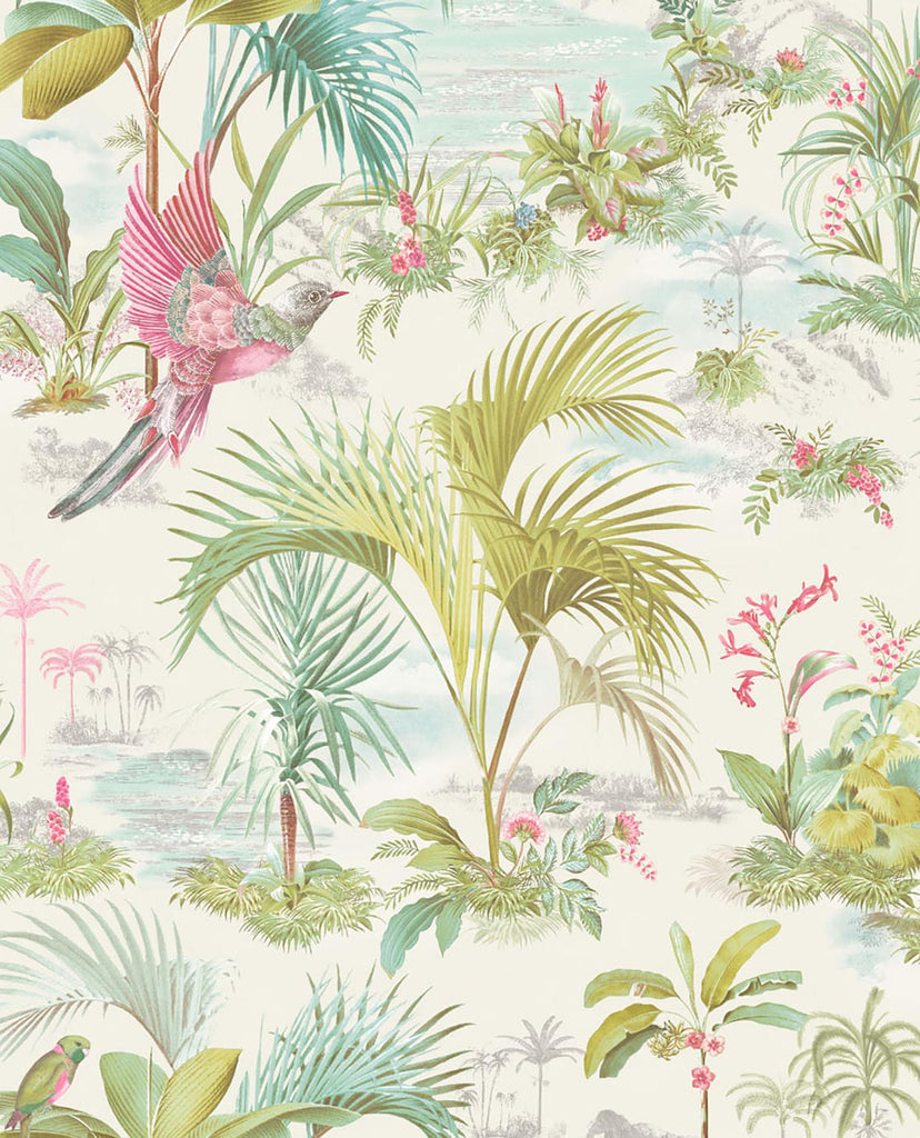 Brewster Home Fashions Calliope Palm Scenes White Wallpaper