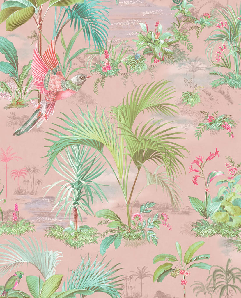 Brewster Home Fashions Calliope Palm Scenes Pink Wallpaper