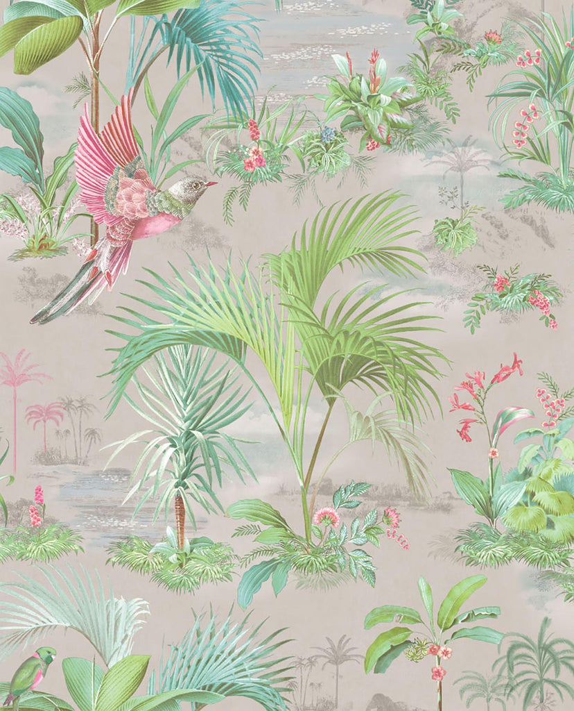 Brewster Home Fashions Calliope Grey Palm Scenes Wallpaper
