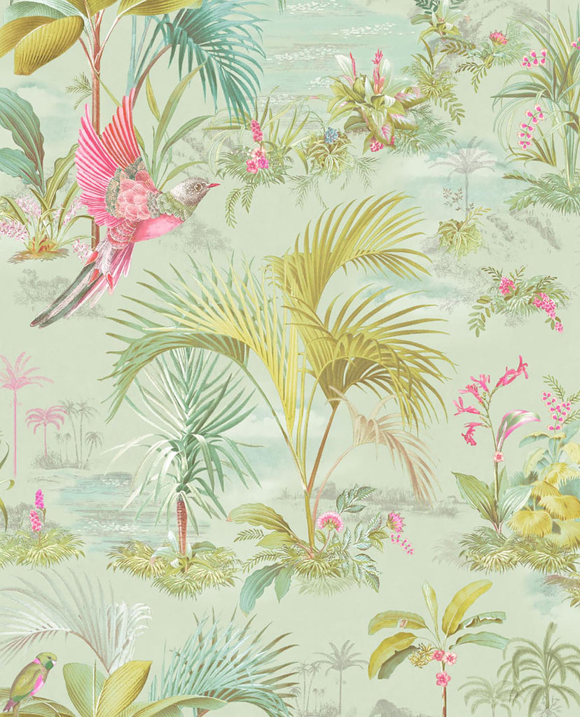 Brewster Home Fashions Calliope Palm Scenes Seafoam Wallpaper