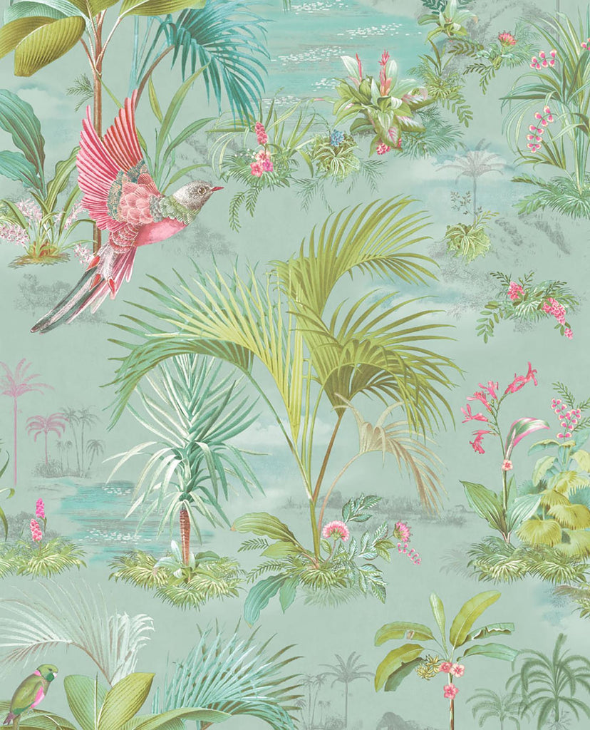 Brewster Home Fashions Calliope Light Blue Palm Scenes Wallpaper