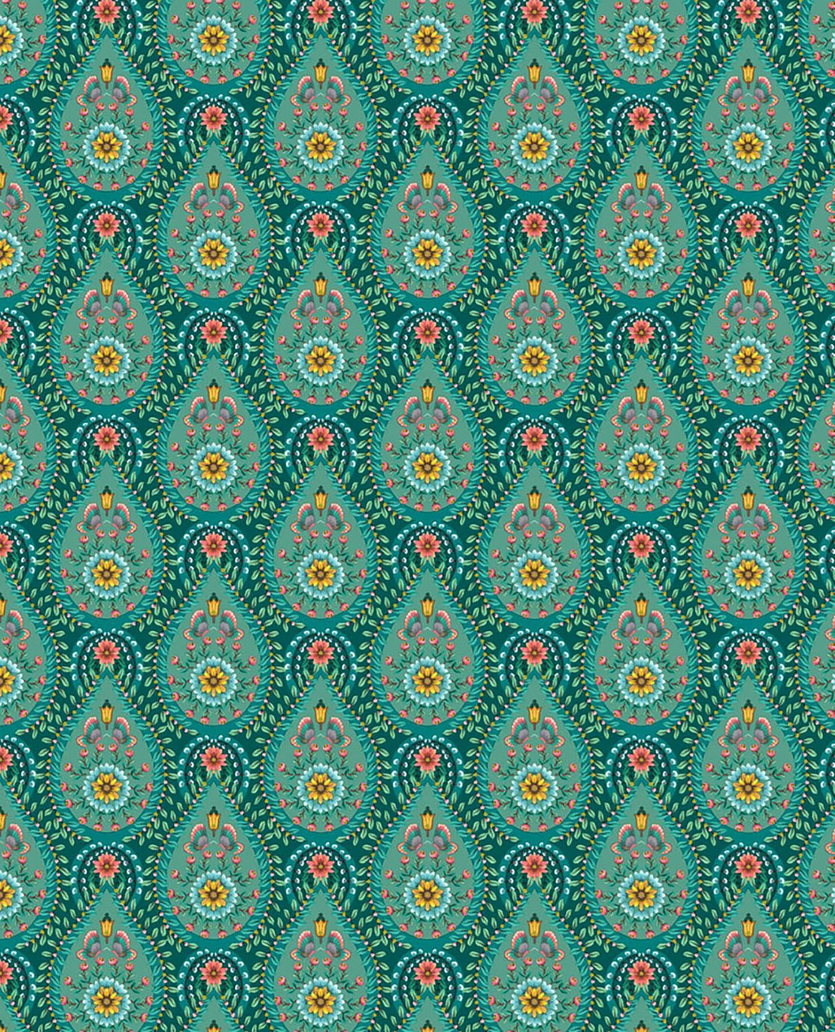 Brewster Home Fashions Garden Party Teal Raindrops Wallpaper
