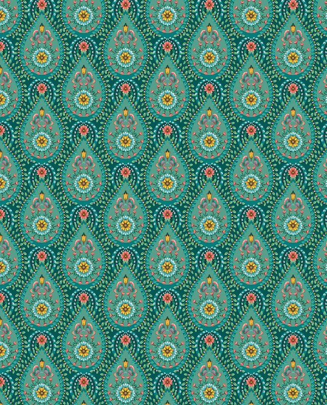 Brewster Home Fashions Garden Party Teal Raindrops Wallpaper