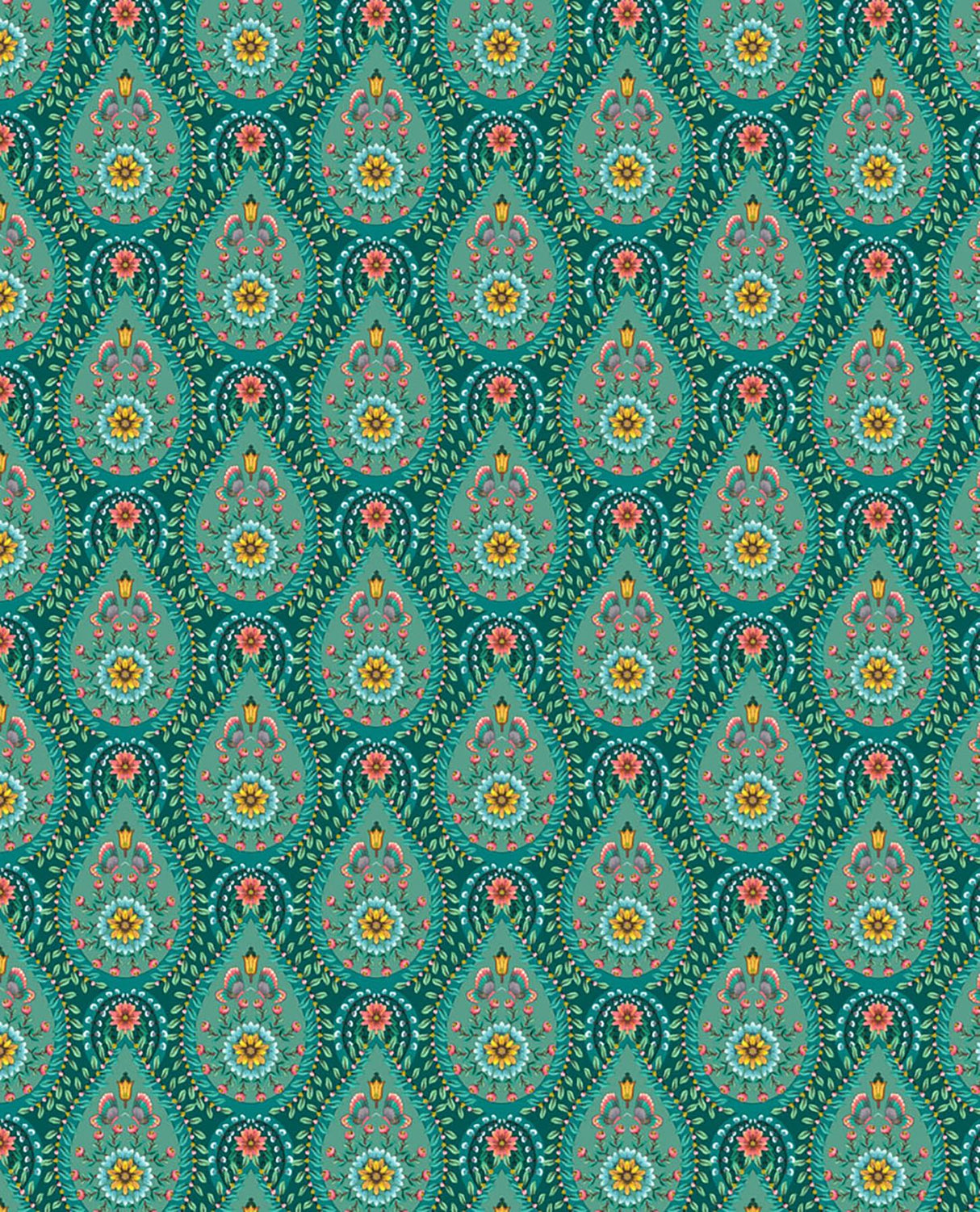 Brewster Home Fashions Garden Party Raindrops Teal Wallpaper