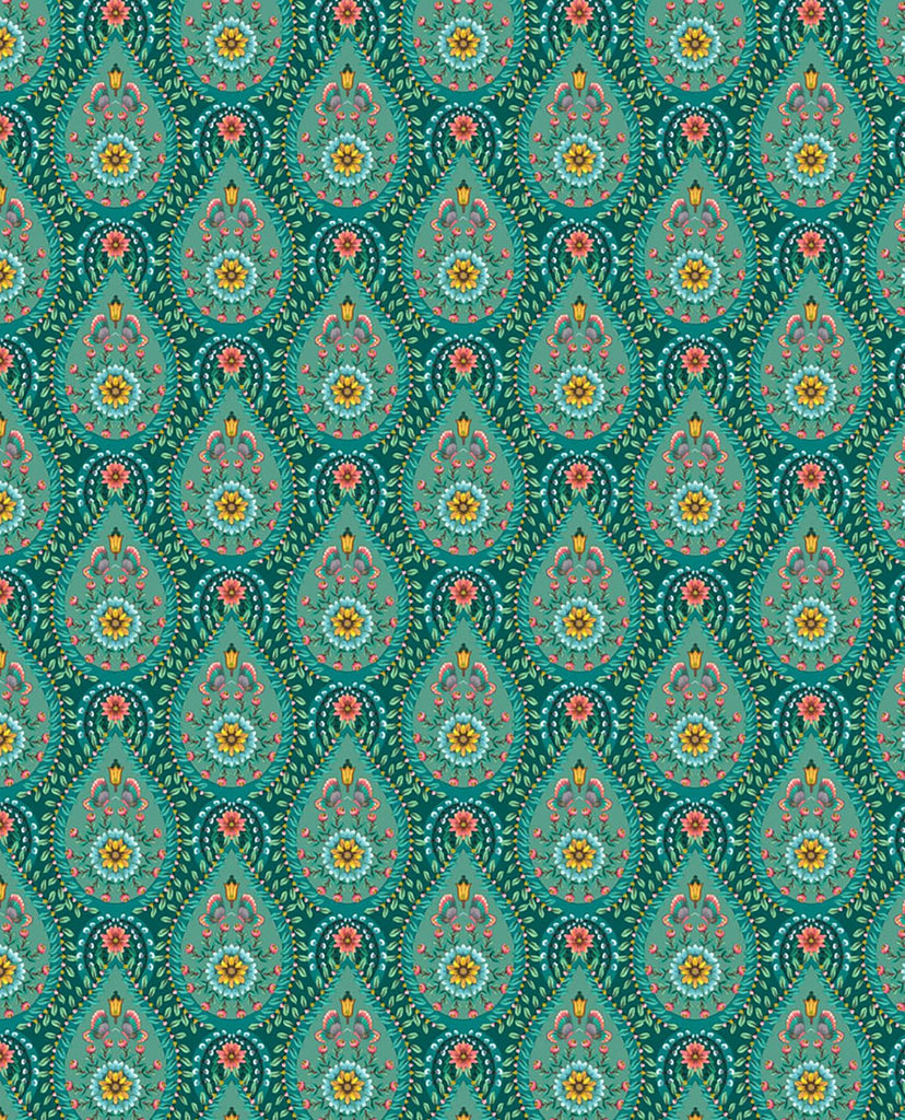 Brewster Home Fashions Garden Party Raindrops Teal Wallpaper