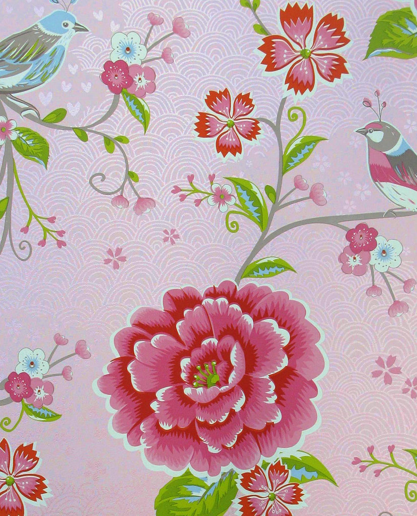 Brewster Home Fashions Yuma Light Pink Birds in Paradise Wallpaper