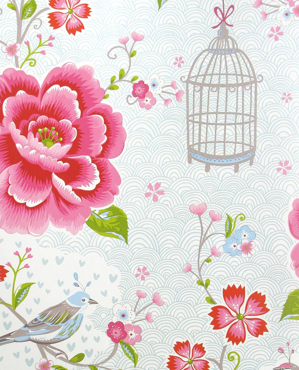Brewster Home Fashions Yuma Birds in Paradise White Wallpaper