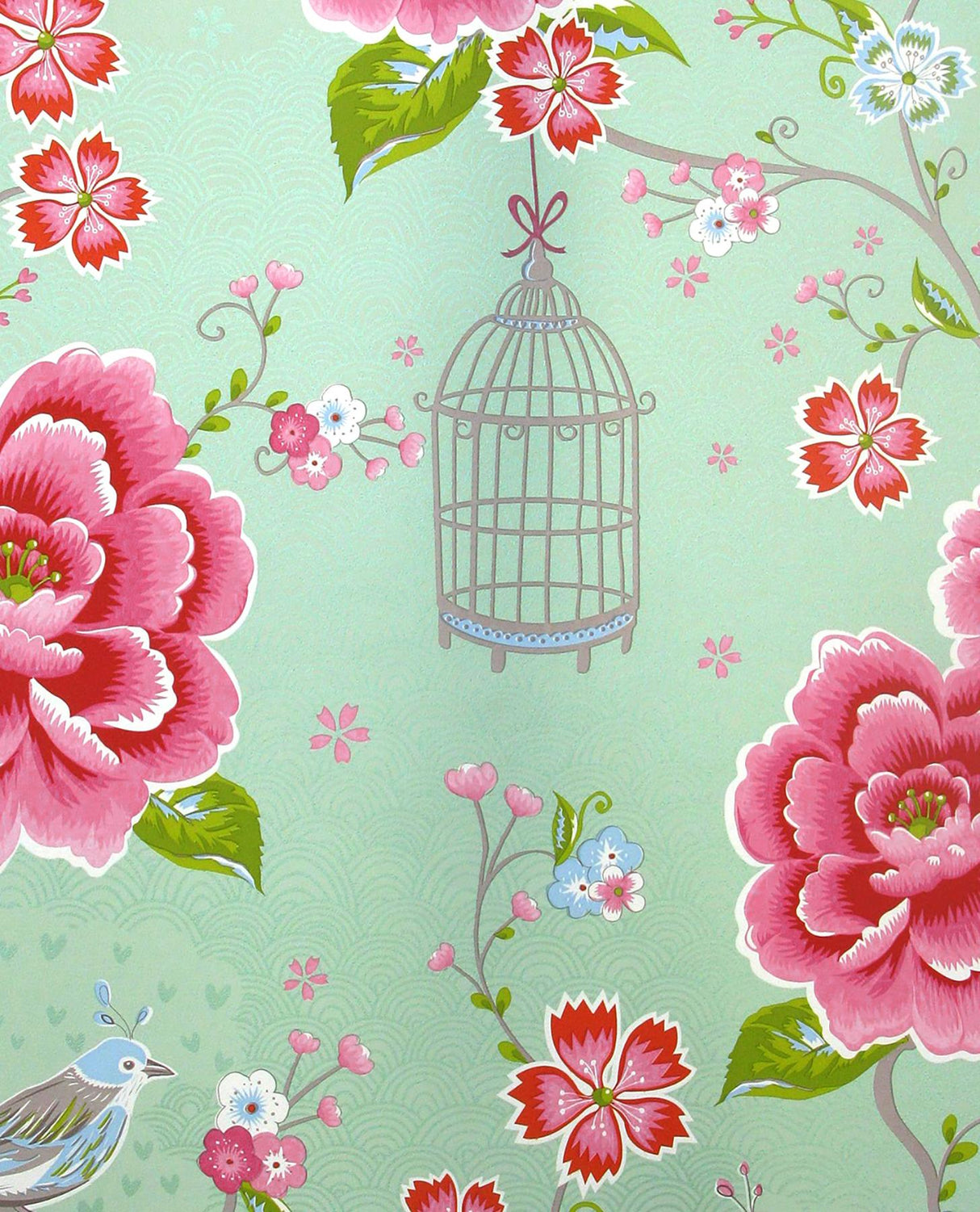 Brewster Home Fashions Yuma Birds in Paradise Light Green Wallpaper