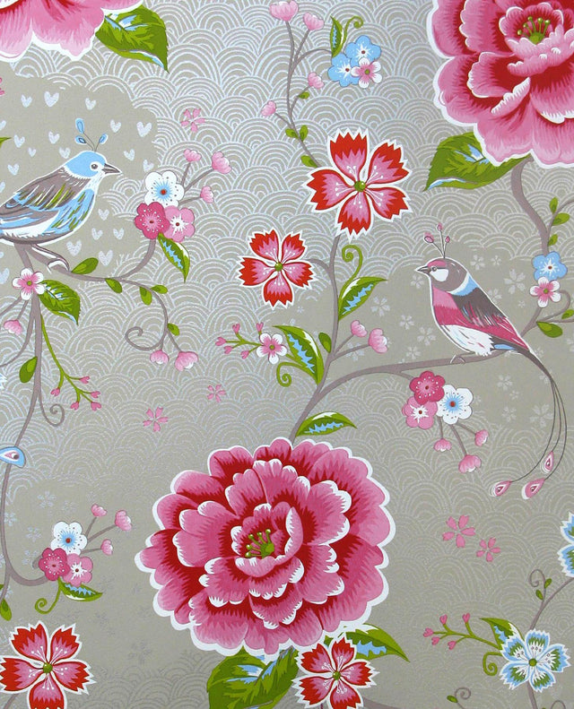Brewster Home Fashions Yuma Khaki Birds in Paradise Wallpaper