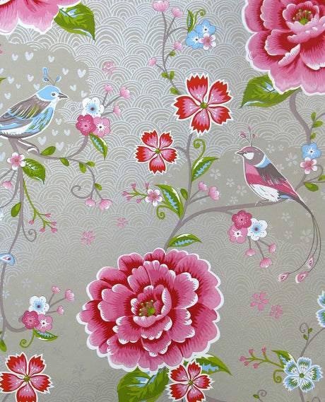 Brewster Home Fashions Yuma Birds in Paradise Khaki Wallpaper