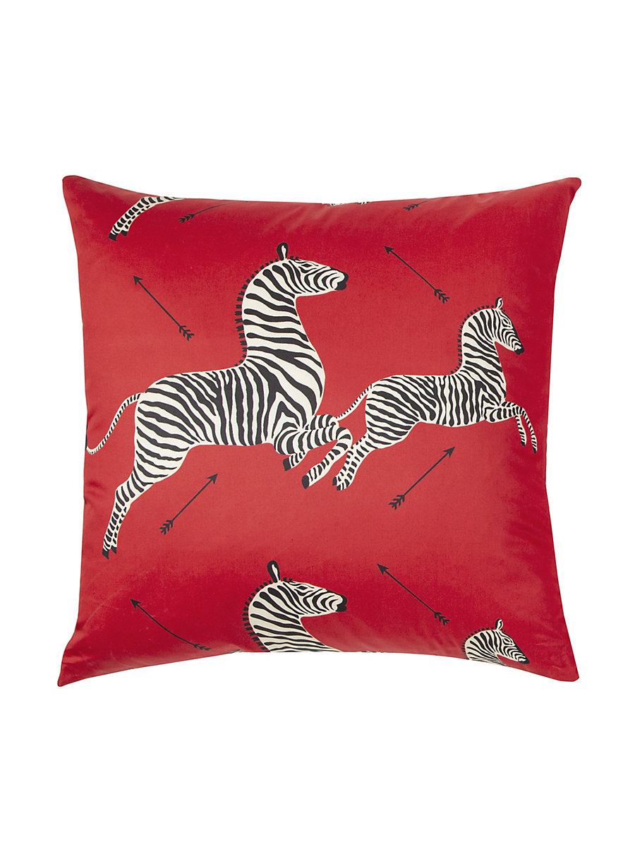 Scalamandre Dazzle Of Zebras 22 X 22 - Masai Red Decorative Pillow
