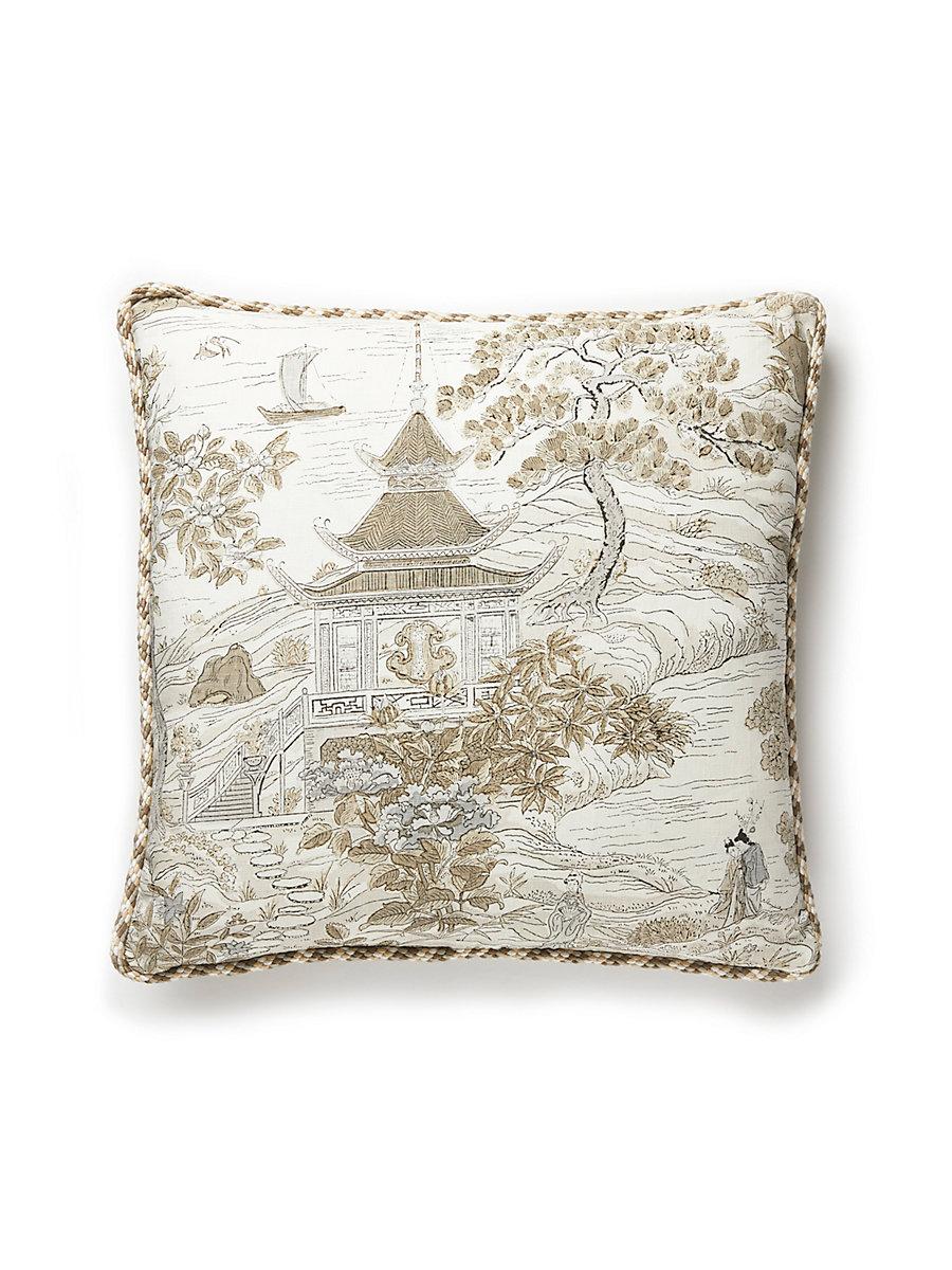Scalamandre Satomi Hand Block Print 22 X 22 - Pewter Decorative Pillow