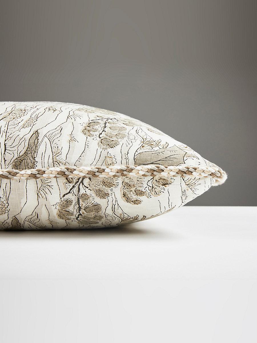 Scalamandre Satomi Hand Block Print 22 X 22 - Pewter Decorative Pillow