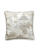 Scalamandre Satomi Hand Block Print 22 X 22 - Pewter Decorative Pillow