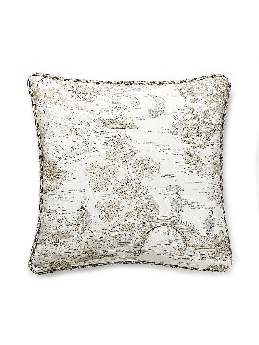 Scalamandre Satomi Hand Block Print 22 X 22 - Pewter Decorative Pillow