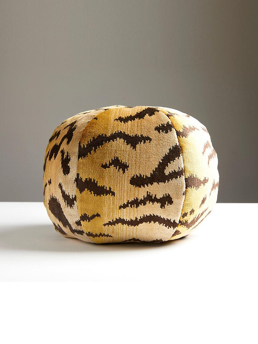 Scalamandre Tigre | Silk 12 Dia - Ivory, Gold & Black Decorative Pillow