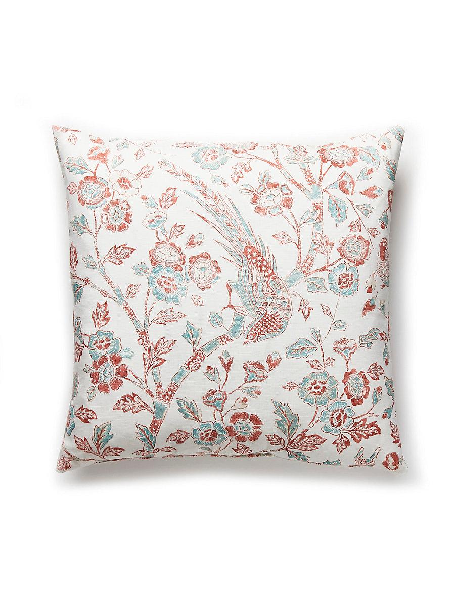 Scalamandre Anissa Print 22 X 22 - Coral Spice Decorative Pillow