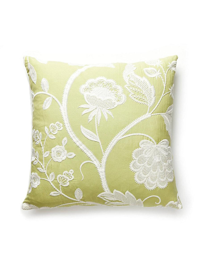 Scalamandre Kensington Embroidery Celery Pillow