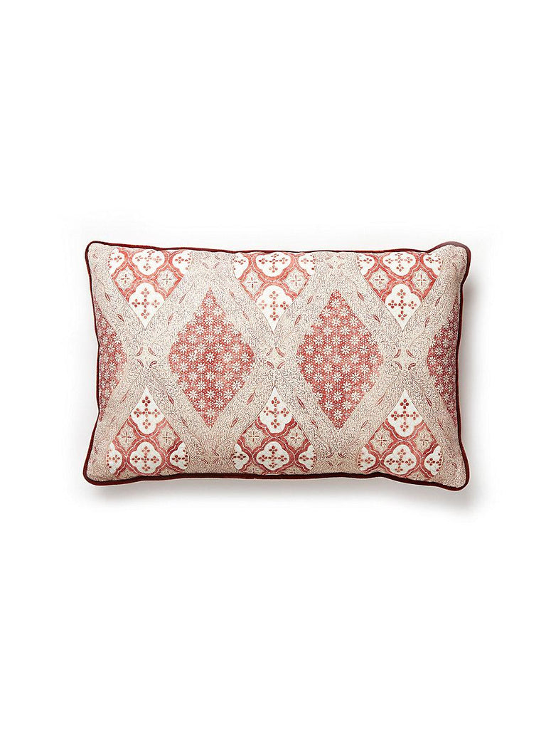 Scalamandre Farrah Print Lumbar - Coral Spice Pillow
