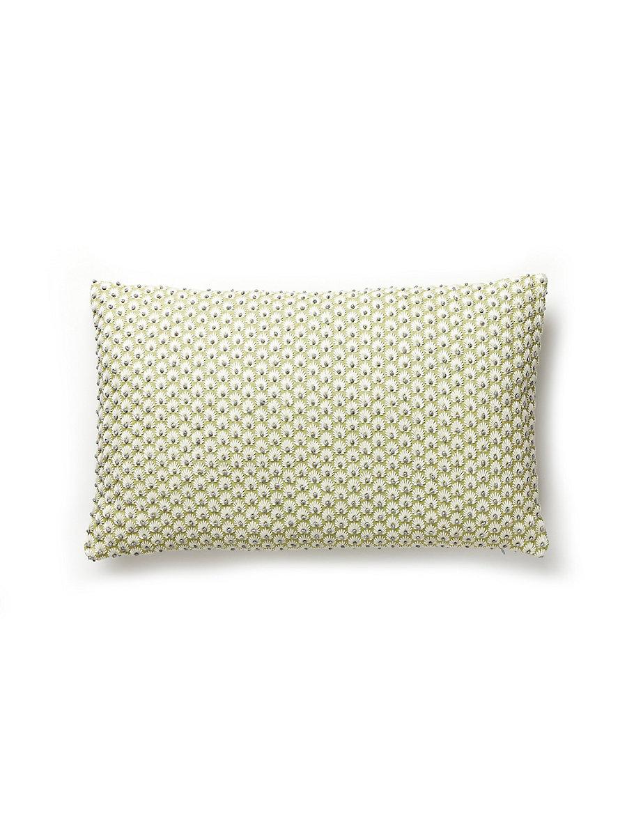 Scalamandre Fleur Embroidery Lumbar Pillow Celery Pillow