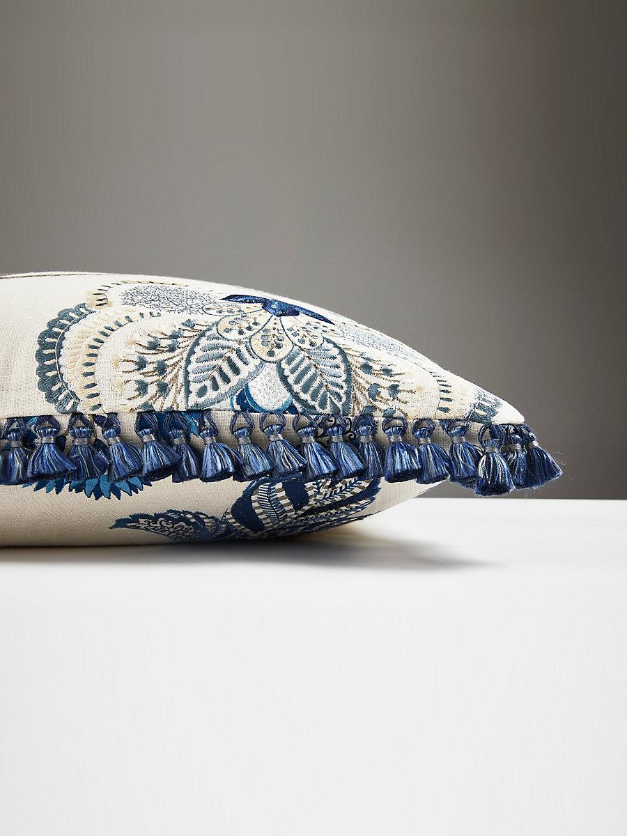 Scalamandre Palampore Embroidery 22 X 22 - Porcelain Decorative Pillow