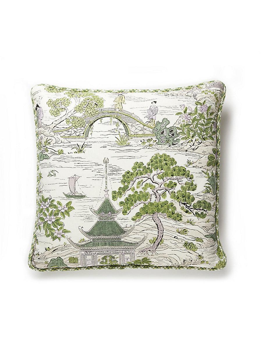 Scalamandre Satomi Hand Block Print 22 X 22 - Lavender & Citron Decorative Pillow