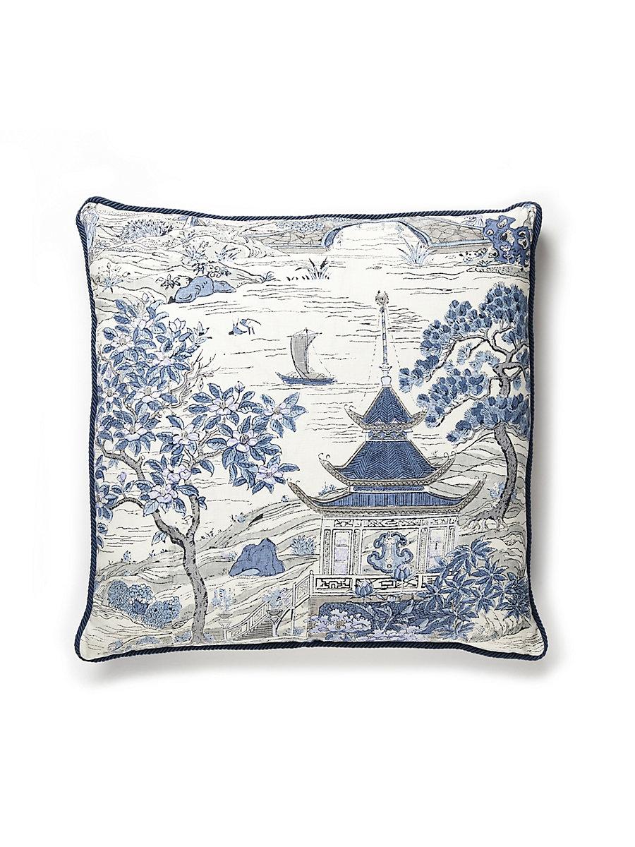 Scalamandre Satomi Hand Block Print 22 X 22 - Evening Blue Decorative Pillow