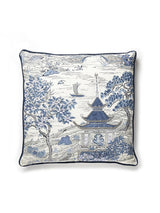 Scalamandre Satomi Hand Block Print 22 X 22 - Evening Blue Decorative Pillow