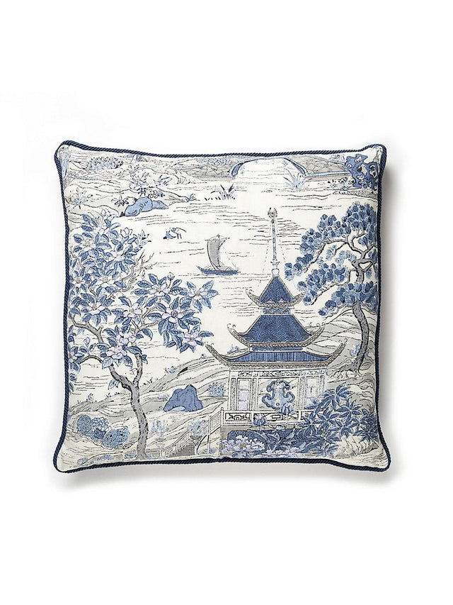Scalamandre Satomi Hand Block Print 22 X 22 - Evening Blue Decorative Pillow