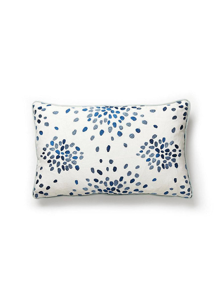 Scalamandre Firefly Embroidered Lumbar - Blue Pillow
