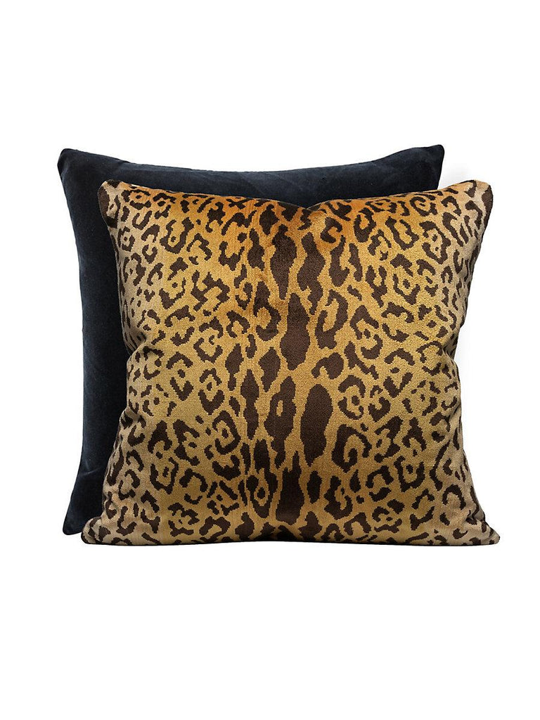 Scalamandre Leopardo Square - Gold & Black Back Pillow