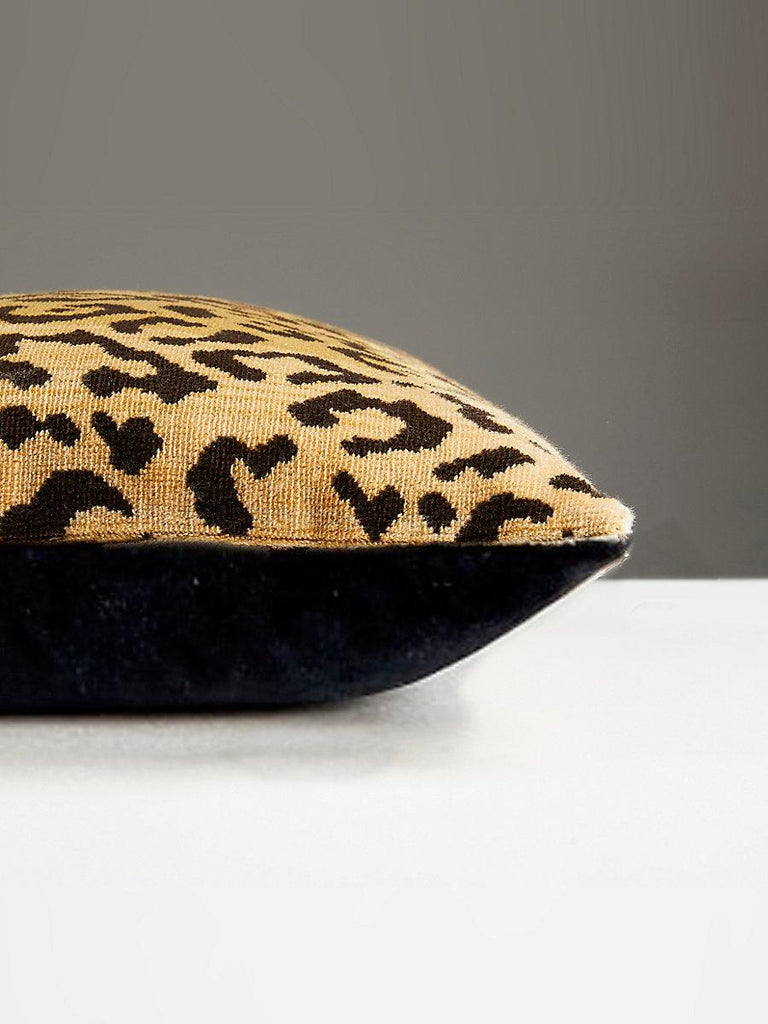 Scalamandre Leopardo Square - Gold & Black Back Pillow