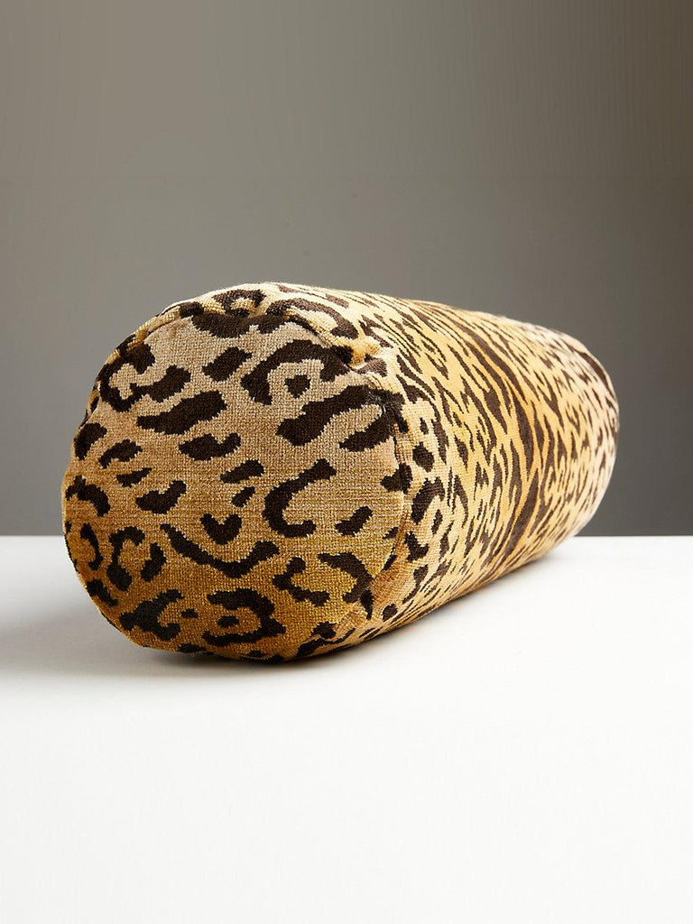 Scalamandre Leopardo Bolster - Ivory, Gold & Black Pillow