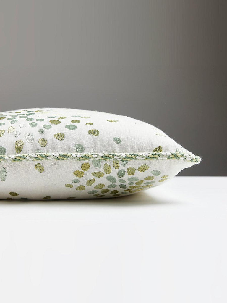 Scalamandre Firefly Embroidered Square - Green Pillow
