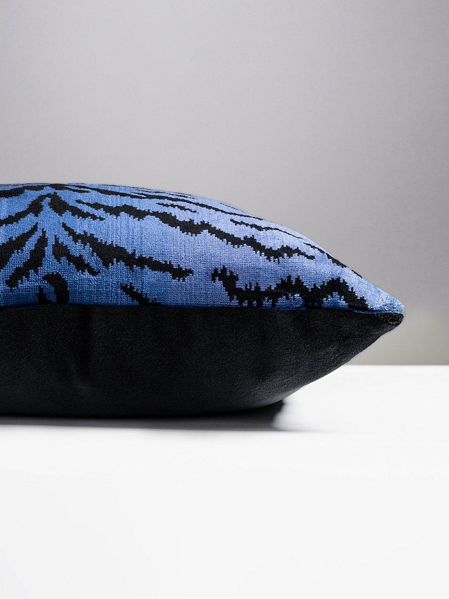 Scalamandre Tigre/Velvet 22 X 22 - Blues & Black / Black Decorative Pillow