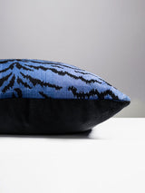 Scalamandre Tigre/Velvet 22 X 22 - Blues & Black / Black Decorative Pillow