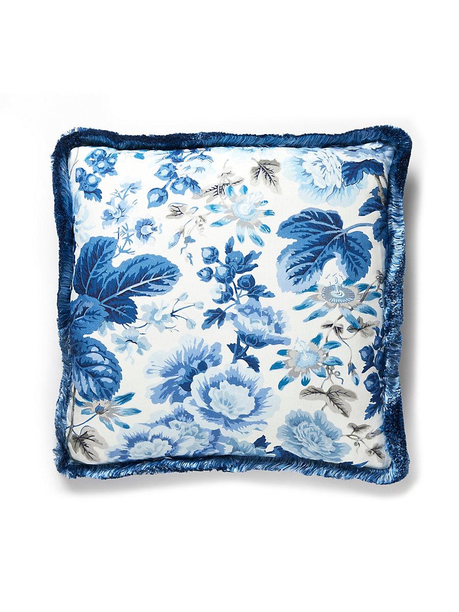 Scalamandre Highgrove Linen Print 22 X 22 - Porcelain Decorative Pillow