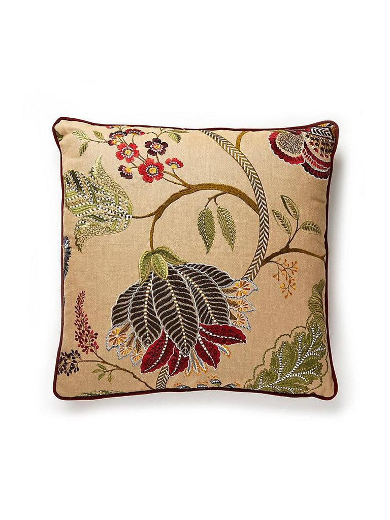 Scalamandre PALAMPORE EMBROIDERY CINNAMON Pillow