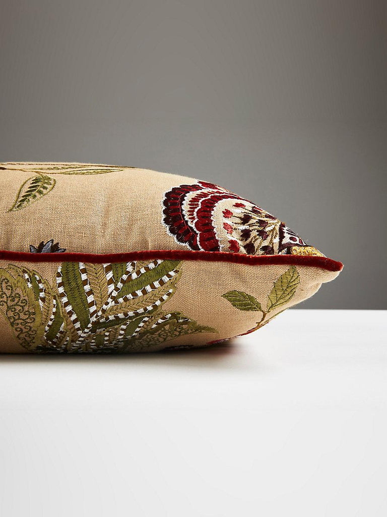 Scalamandre Palampore Embroidery Cinnamon Pillow