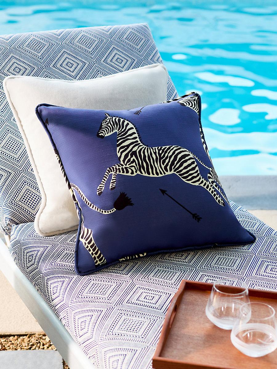 Scalamandre Zebras Outdoor 22 X 22 - Denim Decorative Pillow
