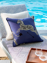 Scalamandre Zebras Outdoor 22 X 22 - Denim Decorative Pillow
