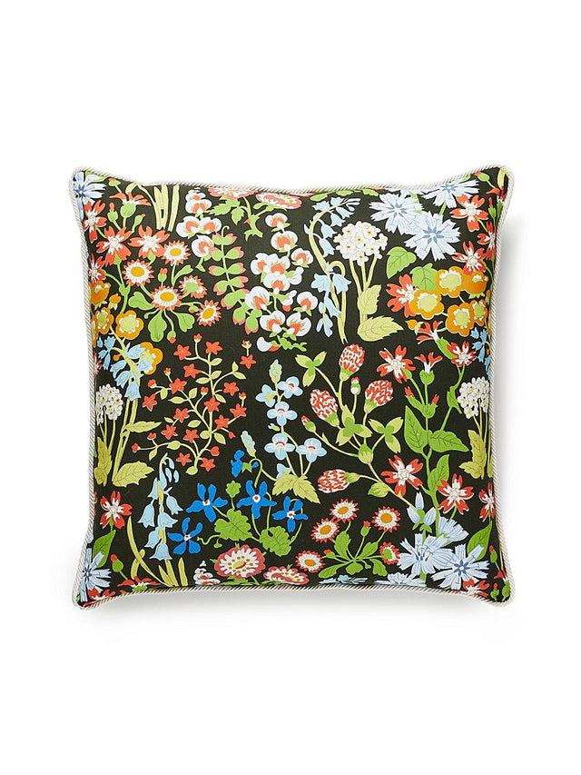 Scalamandre Nymph Floral 22 X 22 - Black Multi Decorative Pillow