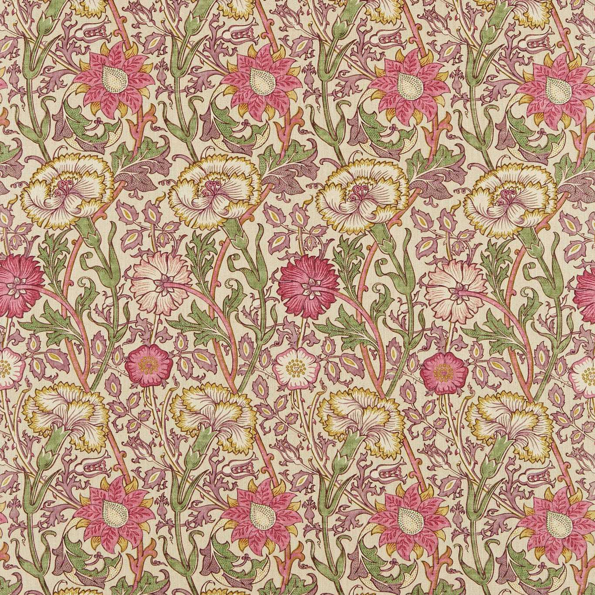 Morris & Co Pink & Rose Manilla/Wine Fabric