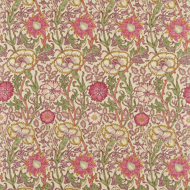 Morris & Co Pink & Rose Manilla/Wine Fabric